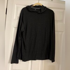 Free Fly Apparel long sleeve hooded dark gray t shirt women size L thumb holes